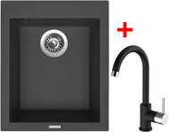 Sinks Cube 410 Nanoblack + Mix 35 Nanoblack - Kitchen Sink and Tap Set