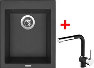Sinks Cube 410 Pureblack + Mix 3 P GR - Kitchen Sink and Tap Set