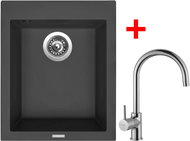 Sinks Cube 410 Pureblack + Vitalia - Kitchen Sink and Tap Set