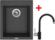 Sinks Cube 410 Pureblack + Vitalia GR - Kitchen Sink and Tap Set