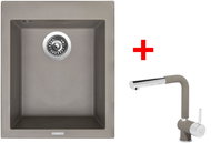 Sinks Cube 410 Truffle + Mix 3 P GR - Kitchen Sink and Tap Set
