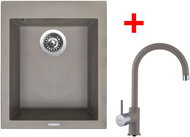 Sinks Cube 410 Truffle + Vitalia GR - Kitchen Sink and Tap Set