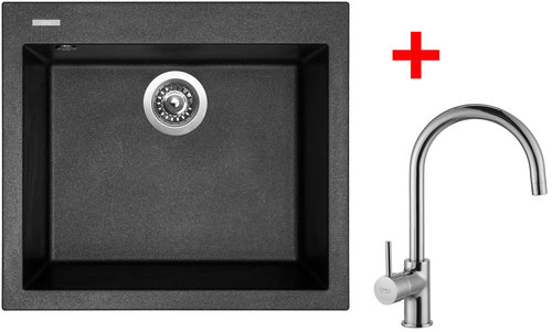 Sinks Cube 560 Metalblack + Vitalia - Kitchen Sink and Tap Set - Main image