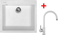 Sinks Cube 560 Milk + Vitalia GR - Kitchen Sink and Tap Set