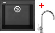 Sinks Cube 560 Pureblack + Vitalia - Kitchen Sink and Tap Set