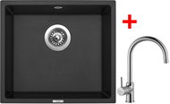 Sinks Frame 457 Granblack + Vitalia - Kitchen Sink and Tap Set
