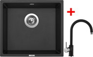Sinks Frame 457 Granblack + Vitalia GR - Kitchen Sink and Tap Set