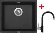 Sinks Frame 457 Pureblack + Vitalia GR - Kitchen Sink and Tap Set