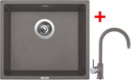 Sinks Frame 457 Truffle + Vitalia GR - Kitchen Sink and Tap Set