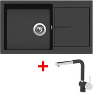Sinks Infinity 860 Metalblack + Mix 3 P GR - Kitchen Sink and Tap Set