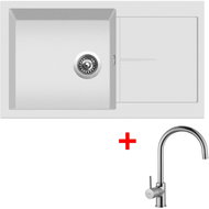 Sinks Infinity 860 Milk + Vitalia - Kitchen Sink and Tap Set