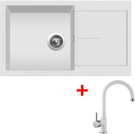 Sinks Infinity 860 Milk + Vitalia GR - Kitchen Sink and Tap Set