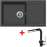 Sinks Infinity 860 Pureblack + Mix 3 P GR - Kitchen Sink and Tap Set
