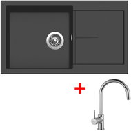 Sinks Infinity 860 Pureblack + Vitalia - Kitchen Sink and Tap Set