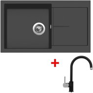 Sinks Infinity 860 Pureblack + Vitalia GR - Kitchen Sink and Tap Set