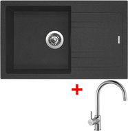 Sinks Linea 780 Granblack + Vitalia - Set dřezu a baterie