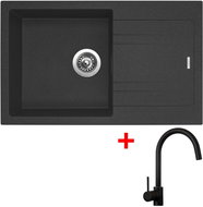 Sinks Linea 780 Granblack + Vitalia, black, matt - Kitchen Sink and Tap Set