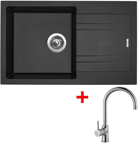 Sinks Linea 780 Metalblack + Vitalia - Kitchen Sink and Tap Set - Main image
