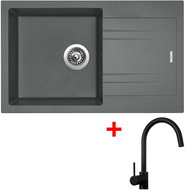 Sinks Linea 780 Titanium + Vitalia, black, matt - Kitchen Sink and Tap Set