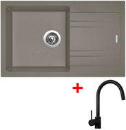 Sinks Linea 780 Truffle + Vitalia, black, matt - Kitchen Sink and Tap Set