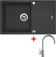 Sinks Linea 780 XC Granblack + Vitalia - Kitchen Sink and Tap Set