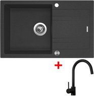 Sinks Linea 780 XC Granblack + Vitalia, black, matt - Kitchen Sink and Tap Set