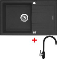 Sinks Linea 780 XC Granblack + Vitalia GR - Kitchen Sink and Tap Set