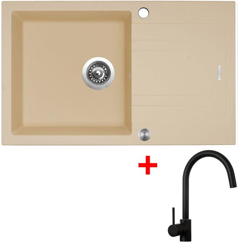 Sinks Linea 780 XC Sahara + Vitalia, black, matt - Kitchen Sink and Tap Set - Main image