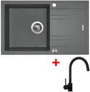 Sinks Linea 780 XC Titanium + Vitalia, black, matt - Kitchen Sink and Tap Set