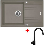 Sinks Linea 780 XC Truffle + Vitalia, black, matt - Kitchen Sink and Tap Set