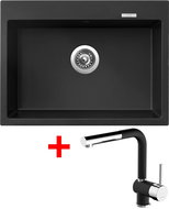 Sinks Maximo 680 Pureblack + Mix 3 P GR - Kitchen Sink and Tap Set