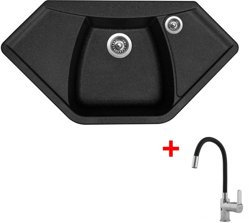 Sinks Naiky 980 Granblack + Flexia - Kitchen Sink and Tap Set - Main image