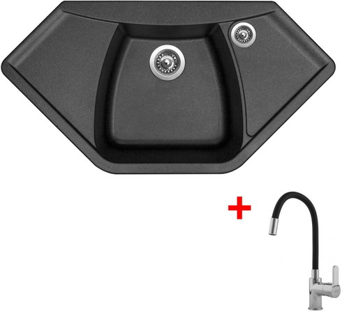 Sinks Naiky 980 Metalblack + Flexia - Kitchen Sink and Tap Set - Main image