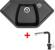 Sinks Naiky 980 Metalblack + Mix 3 P GR - Kitchen Sink and Tap Set