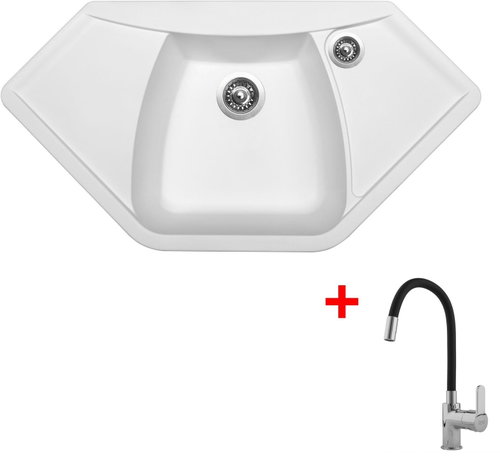 Sinks Naiky 980 Milk + Flexia - Kitchen Sink and Tap Set - Main image