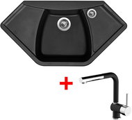 Sinks Naiky 980 Pureblack + Mix 3 P GR - Kitchen Sink and Tap Set