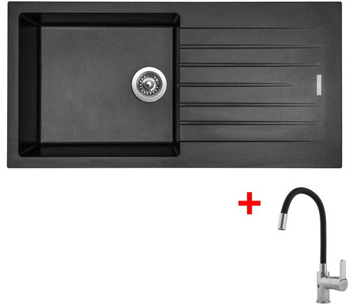 Sinks Perfecto 1000 Metalblack + Flexia - Kitchen Sink and Tap Set - Main image