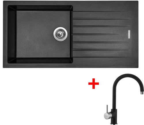 Sinks Perfecto 1000 Metalblack + Vitalia GR - Kitchen Sink and Tap Set - Main image