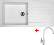 Sinks Perfecto 1000 Milk + Vitalia GR - Kitchen Sink and Tap Set