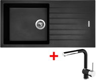 Sinks Perfecto 1000 Pureblack + Mix 3 P GR - Kitchen Sink and Tap Set
