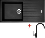 Sinks Perfecto 1000 Pureblack + Vitalia GR - Kitchen Sink and Tap Set