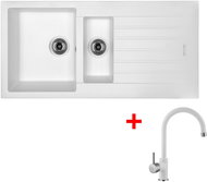 Sinks Perfecto 1000.1 Milk + Vitalia GR - Kitchen Sink and Tap Set