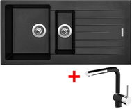 Sinks Perfecto 1000.1 Pureblack + Mix 3 P GR - Kitchen Sink and Tap Set