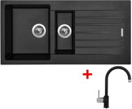 Sinks Perfecto 1000.1 Pureblack + Vitalia GR - Kitchen Sink and Tap Set