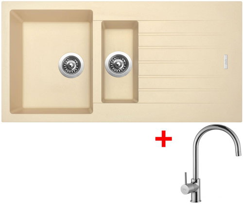 Sinks Perfecto 1000.1 Sahara + Vitalia - Kitchen Sink and Tap Set - Main image