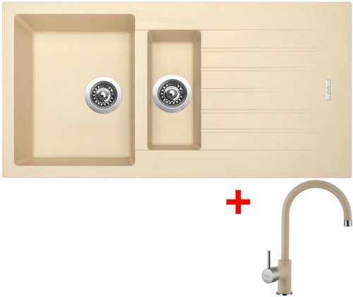 Sinks Perfecto 1000.1 Sahara + Vitalia GR - Kitchen Sink and Tap Set - Main image