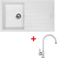 Sinks Perfecto 860 Milk + Vitalia GR - Kitchen Sink and Tap Set