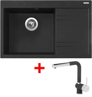 Sinks Rim 780 L Granblack + Mix 3 P GR - Kitchen Sink and Tap Set