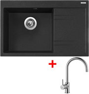 Sinks Rim 780 L Granblack + Vitalia - Kitchen Sink and Tap Set