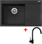 Sinks Rim 780 L Granblack + Vitalia, black, matt - Kitchen Sink and Tap Set